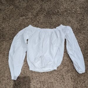 Off-Shoulder White Blouse with Long Sleeves